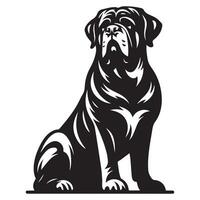 A Noble Mastiff Dog Face illustration in black and white vector