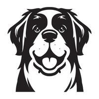 An Amused Saint Bernard Dog Face illustration in black and white vector