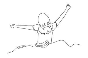 Day in the life Concept. Single line draw design graphic illustration. vector