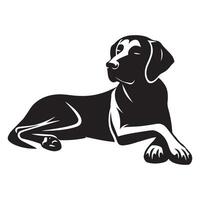 A Relaxed Rhodesian Ridgeback Dog Face illustration in black and white vector