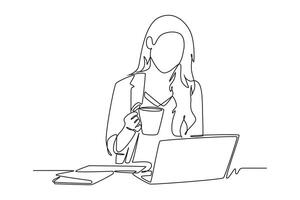 Day in the life Concept. Single line draw design graphic illustration. vector