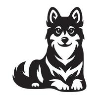 Sitting Norwegian Elkhound with Big Eyes illustration vector