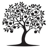 An apple tree plant illustration in black and white vector