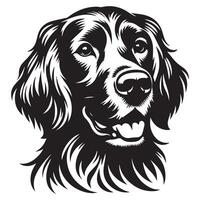 un amoroso irlandesa setter perro cara ilustración en negro y blanco vector