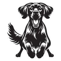 An Excited Irish Setter Dog Face illustration in black and white vector