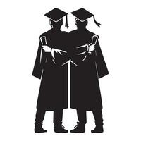 graduado amigo unidad ilustración en negro y blanco vector