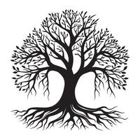 Tree of Life illustration in black and white vector