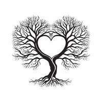 Tree of Life with intertwining branches forming a heart shape illustration vector