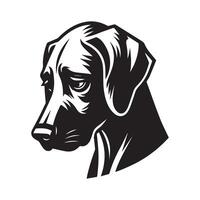 A Sad Rhodesian Ridgeback Dog Face illustration in black and white vector