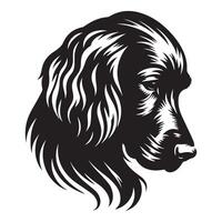 A Pensive Irish Setter Dog Face illustration in black and white vector