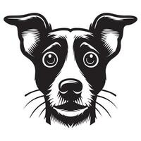 An Anxious Jack Russell Terrier Dog Face illustration in black and white vector