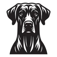 A Guarding Rhodesian Ridgeback Dog Face illustration in black and white vector