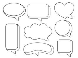 Set of speech bubble for text, chatting box, message box. Outline cartoon illustration design. Doodle style of thinking sign symbol. vector