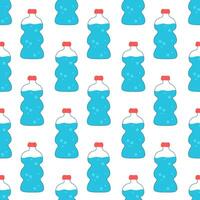 Drink more water. Seamless Pattern with bottles. flat illustration. vector