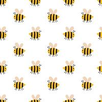 cute cartoon bee seamless pattern. Funny flying bumblebees background. flat illustration. vector