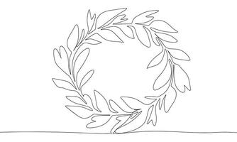 Wreath one line continuous. Line art wreath. Hand drawn art. vector
