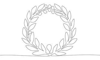 Wreath one line continuous. Line art wreath. Hand drawn art. vector