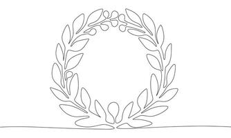 Wreath one line continuous. Line art wreath. Hand drawn art. vector