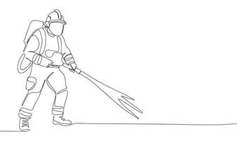 Firefighter one line continuous. Line art Firefighter. Hand drawn art. vector