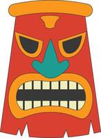 Tribal Hawaii Totem African Traditional. Ethnic Tiki Mask Illustration. Isolated on White Background. vector