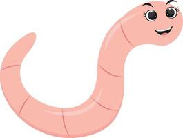 Earthworm Cartoon Character in Flat Design. Isolated on White Background. vector