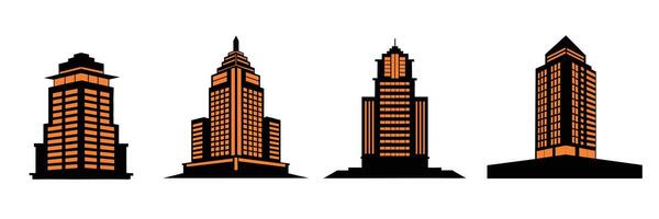 Silhouette of skyscrapers collection. Hand drawn art. vector