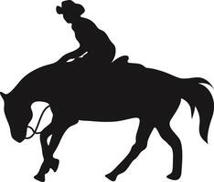 Cowboy Figure Silhouette with Lasso and Horse. Illustration Icon vector