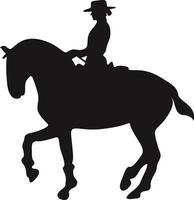 Cowboy Figure Silhouette with Lasso and Horse. Illustration Icon vector