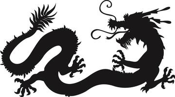 Chinese Dragon Silhouette on White Background. Chinese New Year Symbol. Illustration Design vector