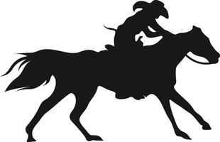 Cowboy Figure Silhouette with Lasso and Horse. Illustration Icon vector