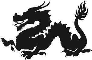 Chinese Dragon Silhouette on White Background. Chinese New Year Symbol. Illustration Design vector