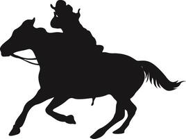 Cowboy Figure Silhouette with Lasso and Horse. Illustration Icon vector