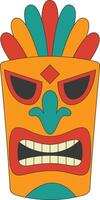 Tribal Hawaii Totem African Traditional. Ethnic Tiki Mask Illustration. Isolated on White Background. vector