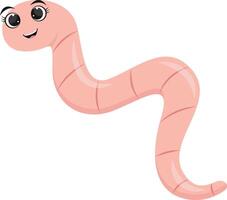 Earthworm Cartoon Character in Flat Design. Isolated on White Background. vector