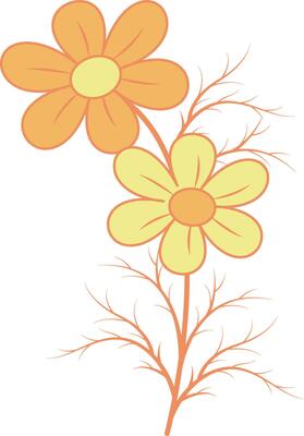 Floral Botanical Branch Illustration. Hand Drawn Flower Design Isolated on White Background