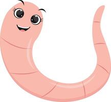 Earthworm Cartoon Character in Flat Design. Isolated on White Background. vector