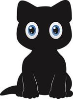 Silhouette of International Cat Day. with Cute Eyes Design. Isolated on White Background vector