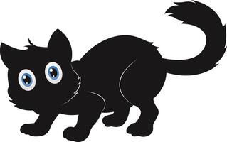 Silhouette of International Cat Day. with Cute Eyes Design. Isolated on White Background vector