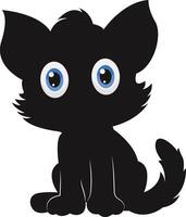 Silhouette of International Cat Day. with Cute Eyes Design. Isolated on White Background vector