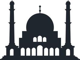 Muslim Mosque Silhouette Illustration. Isolated on White Background. vector