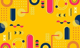 Modern abstract background with memphis elements in yellow and retro themed posters banners and website landing pages. vector