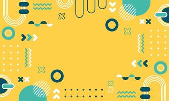 Modern abstract background with memphis elements in yellow and retro themed posters banners and website landing pages. vector