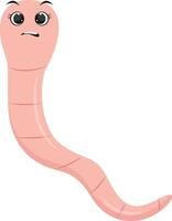 Earthworm Cartoon Character in Flat Design. Isolated on White Background. vector