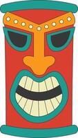 Tribal Hawaii Totem African Traditional. Ethnic Tiki Mask Illustration. Isolated on White Background. vector