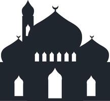 Muslim Mosque Silhouette Illustration. Isolated on White Background. vector