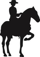 Cowboy Figure Silhouette with Lasso and Horse. Illustration Icon vector