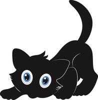 Silhouette of International Cat Day. with Cute Eyes Design. Isolated on White Background vector