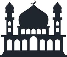 Muslim Mosque Silhouette Illustration. Isolated on White Background. vector