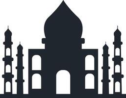 Muslim Mosque Silhouette Illustration. Isolated on White Background. vector