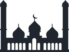 Muslim Mosque Silhouette Illustration. Isolated on White Background. vector